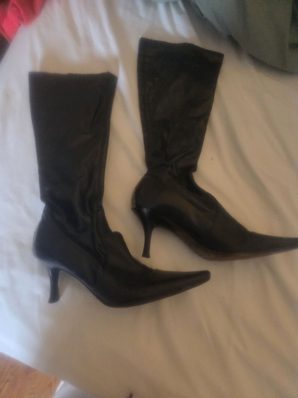 Donald J. Pliner Black Knee-High Pointed-Toe Stiletto Boots
